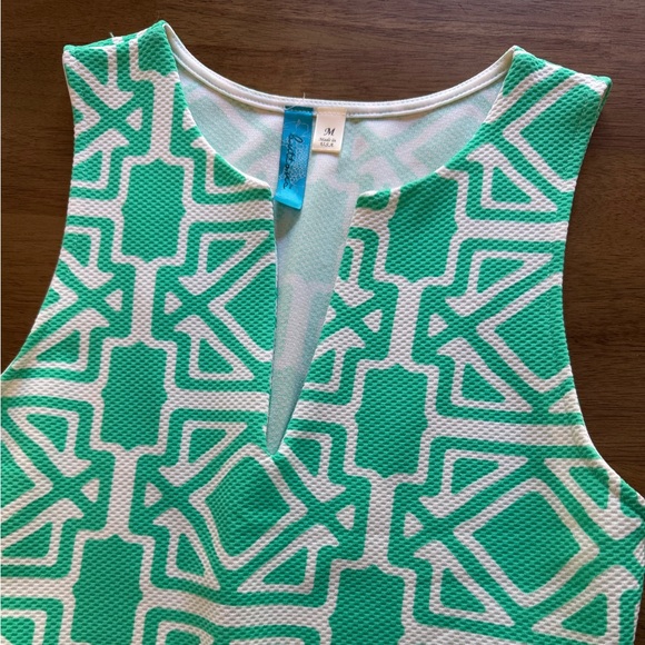 Francesca‘s Buttons Green Geometric Women’s Dress size Medium EUC - Picture 4 of 8